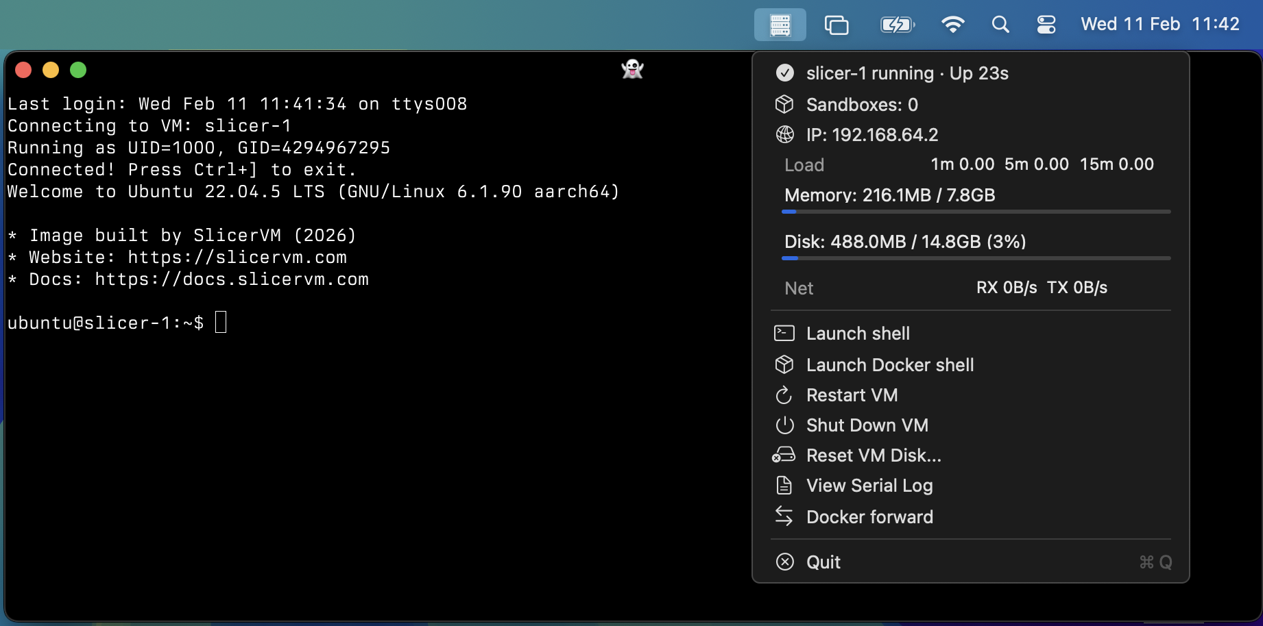 Slicer for Mac menu bar