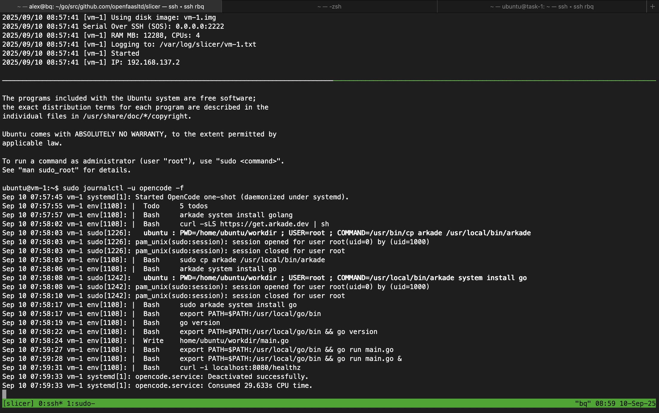 Example of a one-shot execution